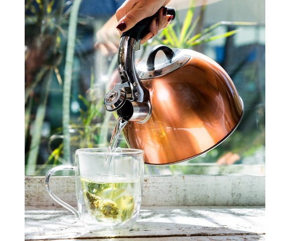 Primula Conner Copper Whistling Tea Kettle Tea Pot Kettle 2.5Qt Stainless  Steel