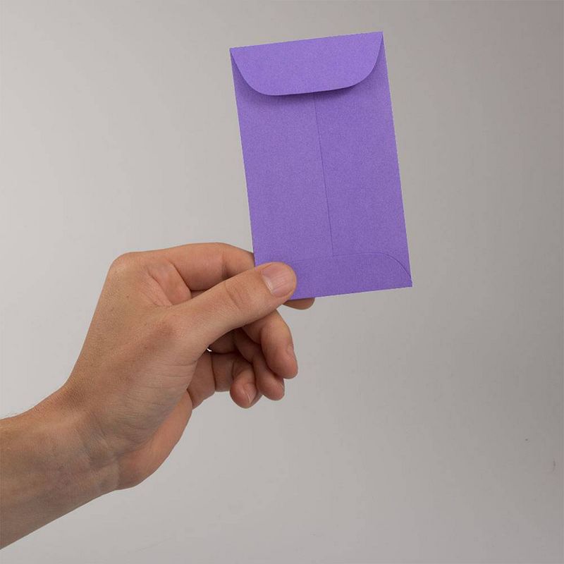 JAM Paper Brite Hue #5 1/2 Coin Envelopes, Violet Purple, 3 1/8 X 5 1/2, Recycled Paper, Gummed Flap, Pack of 50, 4 of 5