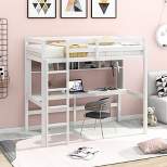 Twin Size Loft Bed with Desk, Shelves, and Ladder-ModernLuxe