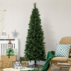 HOMCOM 6 FT Artificial Christmas Tree Holiday Decoration with Auto Open, Steel Base, Pine Needles, Pencil Shape - 2 of 4