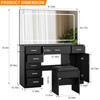 Vanity Desk with Power Outlet, Makeup Vanity with Large Mirror and LED Lights - 2 of 4