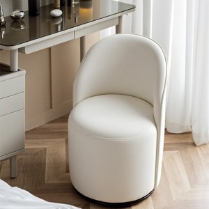 Swivel Vanity Chair with Metal Base,Modern Velvet Upholstered 360° Rotating Round Back Makeup Chair for Bedroom Dressing Table-Baofuwish - 1 of 4