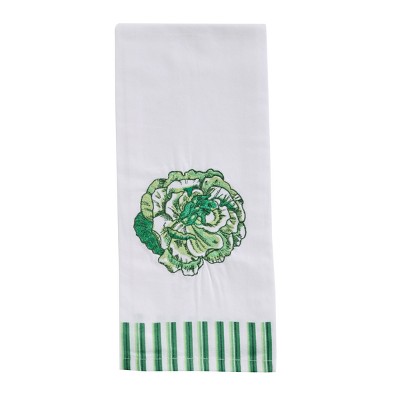 Patricia Heaton Home Green Flower Embroidered Dishtowel Set of 2