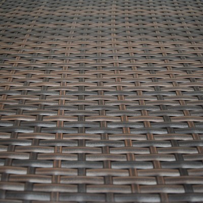 Brown Wicker Foldable Balcony Table with Metal Frame