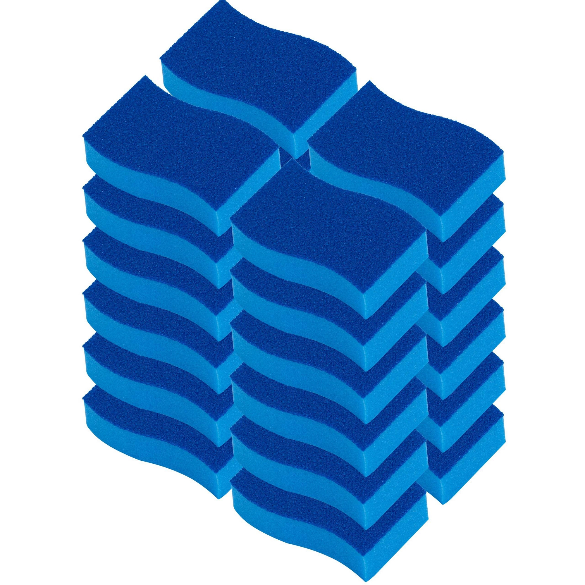 ELITRA HOME Heavy Duty Scrubber Sponge, with Smell Resistant Hydrophilic Foam Technology, Odorless - Blue,24 Pack