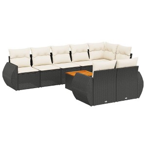 vidaXL Garden Sofa Set Black and Cream White PE Rattan Large Modular - 1 of 4