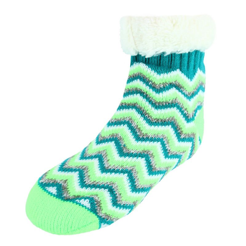Polar Extreme Girl's Novelty Patterned Slipper Sock with High Pile Fleece Cuff (1 Pair), 1 of 2