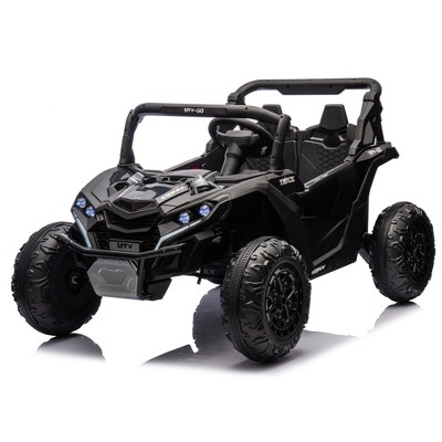 Two-Seater Kids Ride-On UTV with Remote Control, 4-Wheel Suspension, Slow Start, Large Wheels, Anti-Collision Bar, Music, USB, Bluetooth & LED Lights