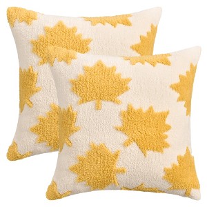 REGALWOVEN Pack of 2 Maple Leaf Jacquard Decorative Throw Pillow Covers Soft Cushion Cases for Couch Sofa Living Room - 1 of 4