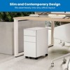 Mount-It! Mobile File Pedestal Cabinet with 3 Drawers & Lock | Slim Design Under Desk Storage & Organizer for Files, Folders & Office Supplies | White - 2 of 4