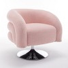Syemin Accent Chairs 360 Degree Round Swivel Barrel Chair with Pillow, Single Club Sofa Armchair for Living Room, Pink, 31.1"*27.95"*26.4" - 2 of 4