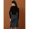 INSPIRE CHIC Women's Plaid Retro Elastic Waist Fishtail Mermaid Bodycon Pencil Skirt - 4 of 4