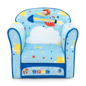 Costway Kid's Sofa Chair Toddler Upholstered Armchair Wooden Frame Children Couch Blue - 1 of 4