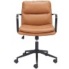 Office Chair 34.1–37"H Brown – Faux Leather Upholstery with Black Steel Frame, Modern Adjustable Swivel Seating By Zuo Modern - 4 of 4