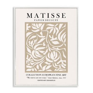 Stupell Industries Neutral Floral Foliage Pattern Historical Exhibition Text Framed Giclee Art, White, 24" x 30" - 1 of 4