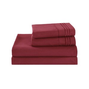 Marcielo 3/4 Pcs Soft Solid & Embroidery Bed Sheets Set - 1 of 4