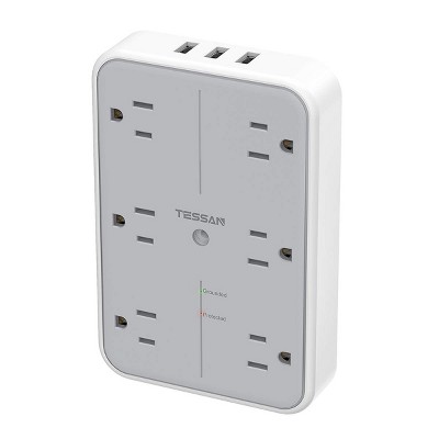 USB Wall Charger, Multi Outlet Extender Surge Protector, 6 Electrical Outlets Expander with 3 USB Charging Ports, 1080 Joules Multiple Plug Splitter
