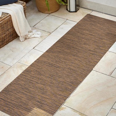 Modern Flatweave Solid Brown Synthetic Area Rug - Easy Care