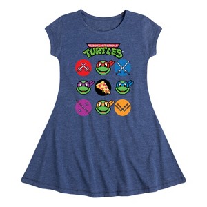 Girls' - Teenage Mutant Ninja Turtles - Turtles Character Grid Fit & Flair Cap Sleeve Dress - 1 of 2