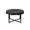 Wood Octagon Vintage Patchwork Craft Farmhouse 30 Inch Wooden Tabletop Cross Metal Legs Coffee Table For Living Room - 3 of 4