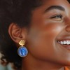 Ross-Simons Italian Tagliamonte Blue Venetian Glass Medusa Drop Earrings in 18kt Gold Over Sterling - 2 of 3