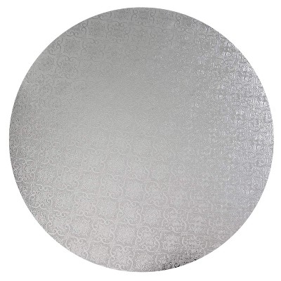 O'Creme Silver Wraparound Cake Pastry Round Drum Board 1/4 Inch Thick, 14 Inch Diameter - Pack of 10