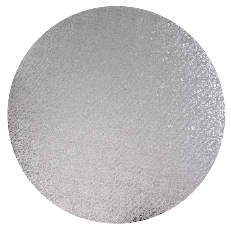 O'Creme Silver Wraparound Cake Pastry Round Drum Board 1/4 Inch Thick, 14 Inch Diameter - Pack of 10, 1 of 9