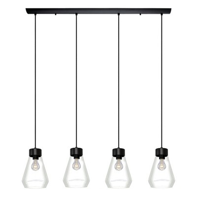 4-Light Montey Linear Glass Penadant Matte Black - EGLO