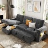 84" L-Shaped Sleeper Sofa w/ Storage, Charging Station & LED Lights, Convertible Sectional Sofa Bed, USB/Type-C Ports, Reversible Chaise, Velvet - 3 of 4
