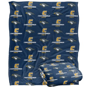 University Of Tennessee At Chattanooga Logo Pattern Silky Touch Blanket White 50x60 - 1 of 4