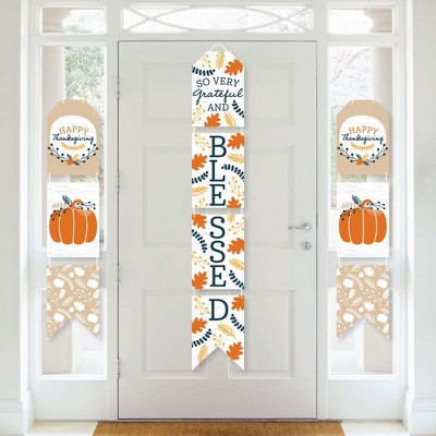 Big Dot of Happiness Happy Thanksgiving - Hanging Vertical Paper Door Banners - Fall Harvest Party Wall Decoration Kit - Indoor Door Decor