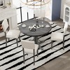 Retro Dining Sets Round, Dining Sets 5 Piece, Dining Set Solid Wood With Curved Trestle Style Table Legs And 4 Upholstered Chairs-Cuddlewood - 3 of 4