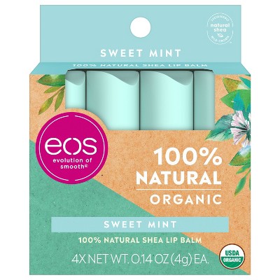 eos Natural Organic Lip Balm Sticks - Sweet Mint - 4pk/0.56oz