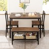 Dining Table Set for 4, Modern Kitchen Table with 2 Chairs and Bench for Small Space - 3 of 4