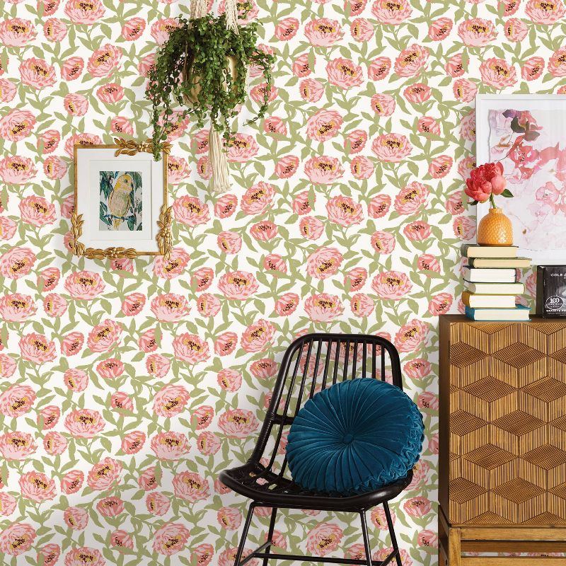 Floral Peel &#38; Stick Wallpaper Green/Pink - Opalhouse&#8482;, 4 of 7