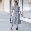 Women's Striped Button-Down Cinched Waist Shirt Dress - Cupshe - 4 of 4