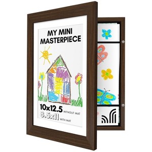 Americanflat10x12.5 Kids Artwork Picture Frame in Walnut - Displays 8.5x11 With Mat and 10x12.5 Without Mat - 1 of 4