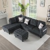 MAYEERTY 94.5 Inch L-Shaped Sectional - Solid Wood & Iron Frame, Storage Ottoman, Built-in Cup Holders - 4 of 4