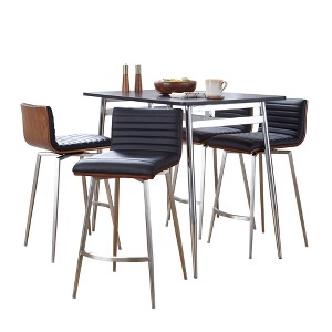 5-Piece Counter Height Dining Set with Adjustable Table and 4 Upholstered Chairs - 1 of 4