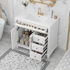 36" Bathroom Vanity with Sink, Freestanding White Cabinet with Gold Hardware, Ceramic Top, Flip Drawer, Soft-Close Doors - 3 of 4