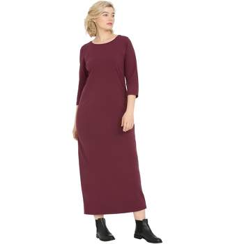 ellos Women's Plus Size 3/4 Sleeve Knit Maxi Dress