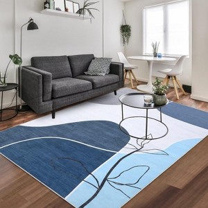 Acekool Modern Geometric Small Flower Area Rug Collection, 1200gsm Washable Foldable, Soft Touch, Non Slip Backing, Orange Blue Green Gray - 1 of 4