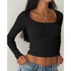 Women's Slim - Fit Lace - Trimmed U - Neck Crop Top, Flattering and Stylish Base Layer for Trendy Looks - 2 of 4