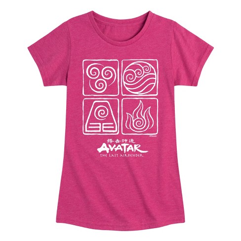 Girls' - Avatar: The Last Airbender - Four Elements Inverse Fitted Short Sleeve Graphic T-Shirt - image 1 of 4