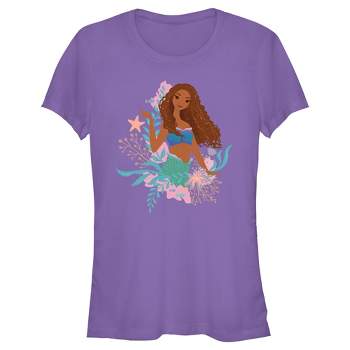 Juniors Womens The Little Mermaid Ariel Wave T-Shirt