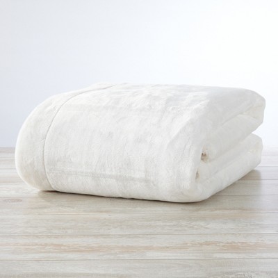 Optic White Velvet Plush Reversible Sherpa Throw Blanket