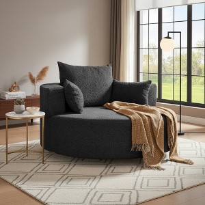 Merax 360° Swivel Oversized Round Accent Chair with Removable Pillows - 1 of 4