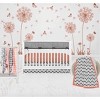 Bacati - Ikat Dots Stripes Coral Grey Muslin Girls 8 pc Crib Set with Crib Rail Guard - 2 of 4