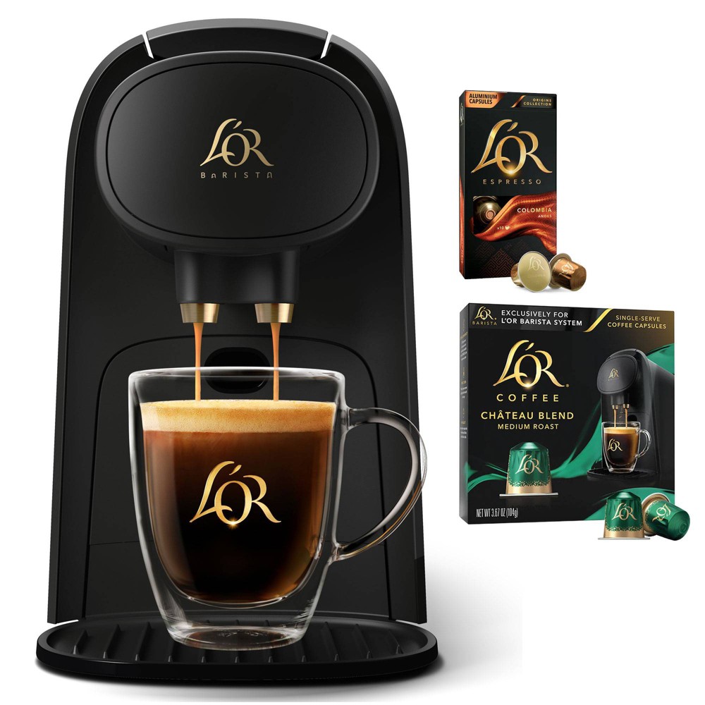 L&#039;OR Barista System Coffee and Espresso Machine with 20 Capsules