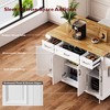 Ridstar 54.1 in. W 4 Wheels Large Kitchen Island with Rubber Wood Drop Leaf, 4 Doors & 3 Drawers For Dining Room-White - 4 of 4